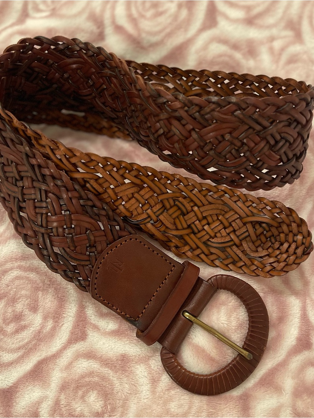 Lauren Ralph Lauren Braided Brown Leather Belt - Woven Casual Style
